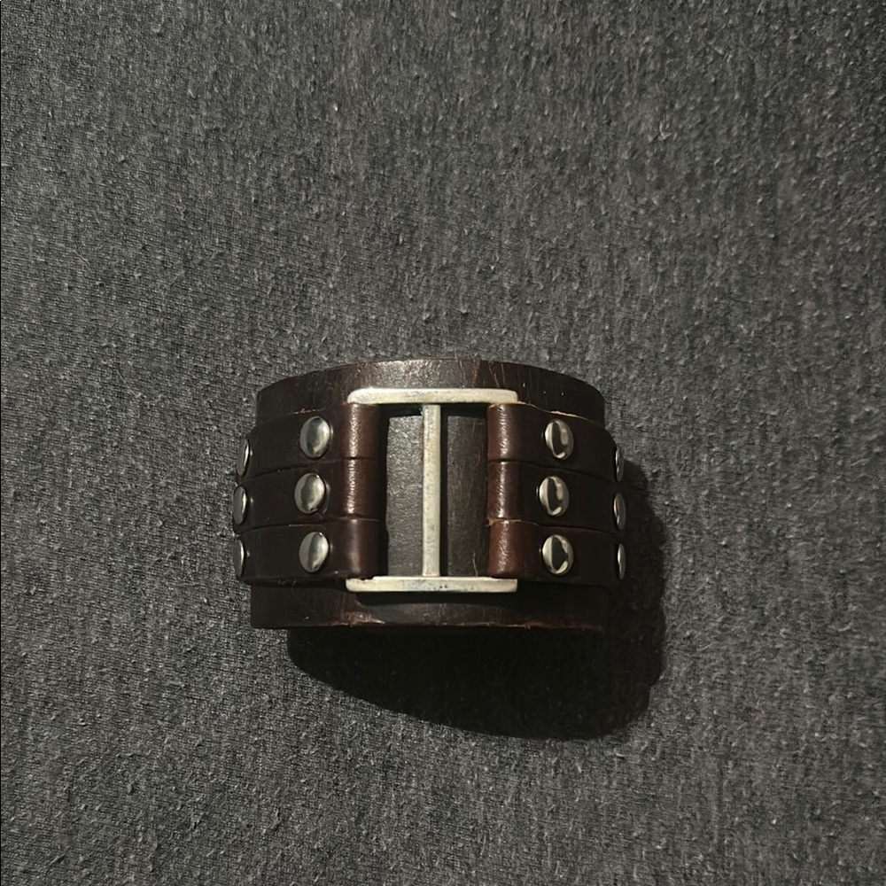 Brown Leather Studded Bracelet